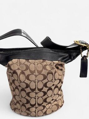 Coach Black Bleecker Bucket Signature Convertible Bag